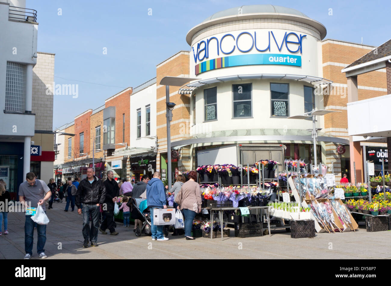 Il quartiere di Vancouver shopping centre, basato su Broad Street a King's Lynn, Norfolk. Foto Stock