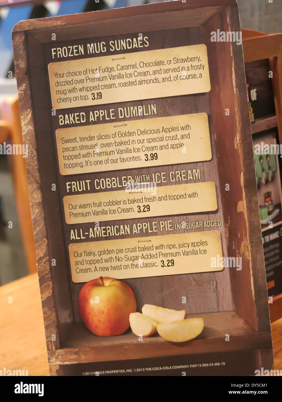 Ristorante Cracker Barrel Tabletop Menu speciale, Cracker Barrel, paese vecchio Store, ristorante informale, FL, Stati Uniti d'America Foto Stock