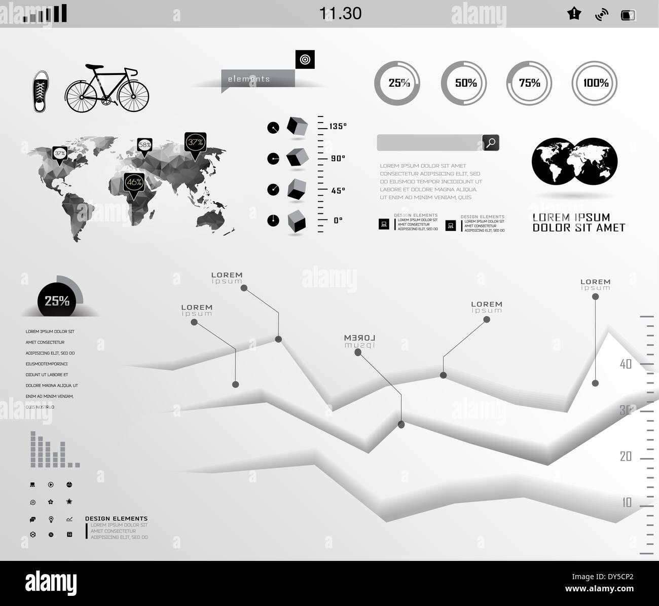 Impostare gli elementi di infographics Foto Stock