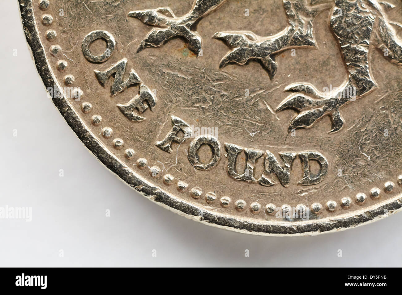 Pound coin, closeup dettaglio. Foto Stock