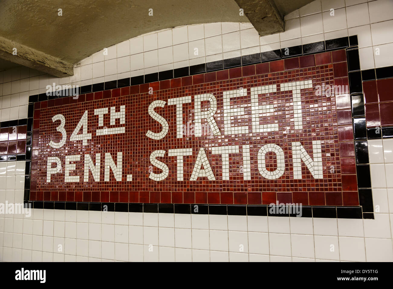 34Th Street Pennsylvania Penn Station segno piastrellato Manhattan New York City USA Foto Stock