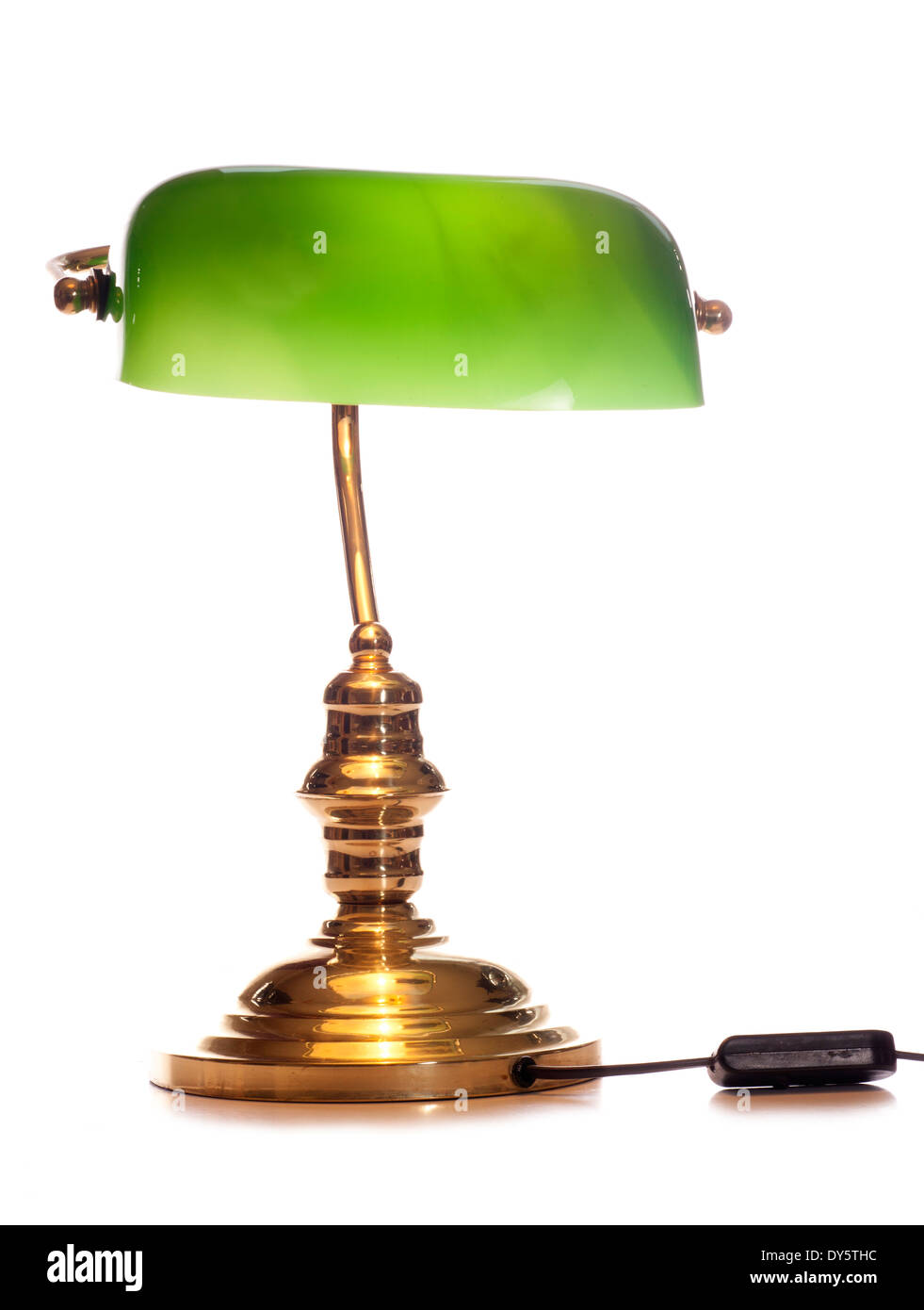 Il verde antico lampada banchieri studio ritaglio Foto Stock