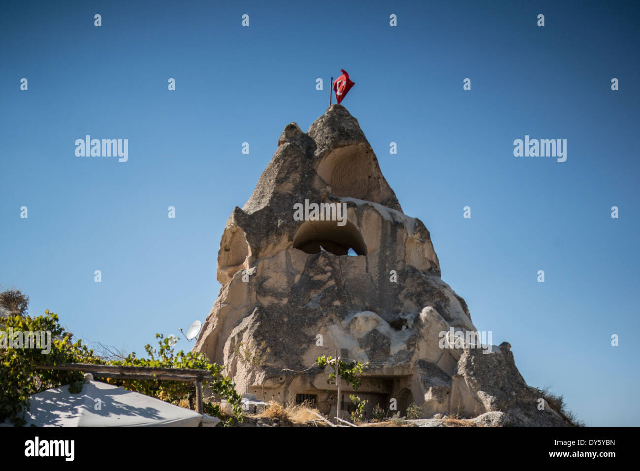 Il paesaggio vulcanico di Goreme National Park in Cappadocia, Anatolia, Turchia. Foto Stock