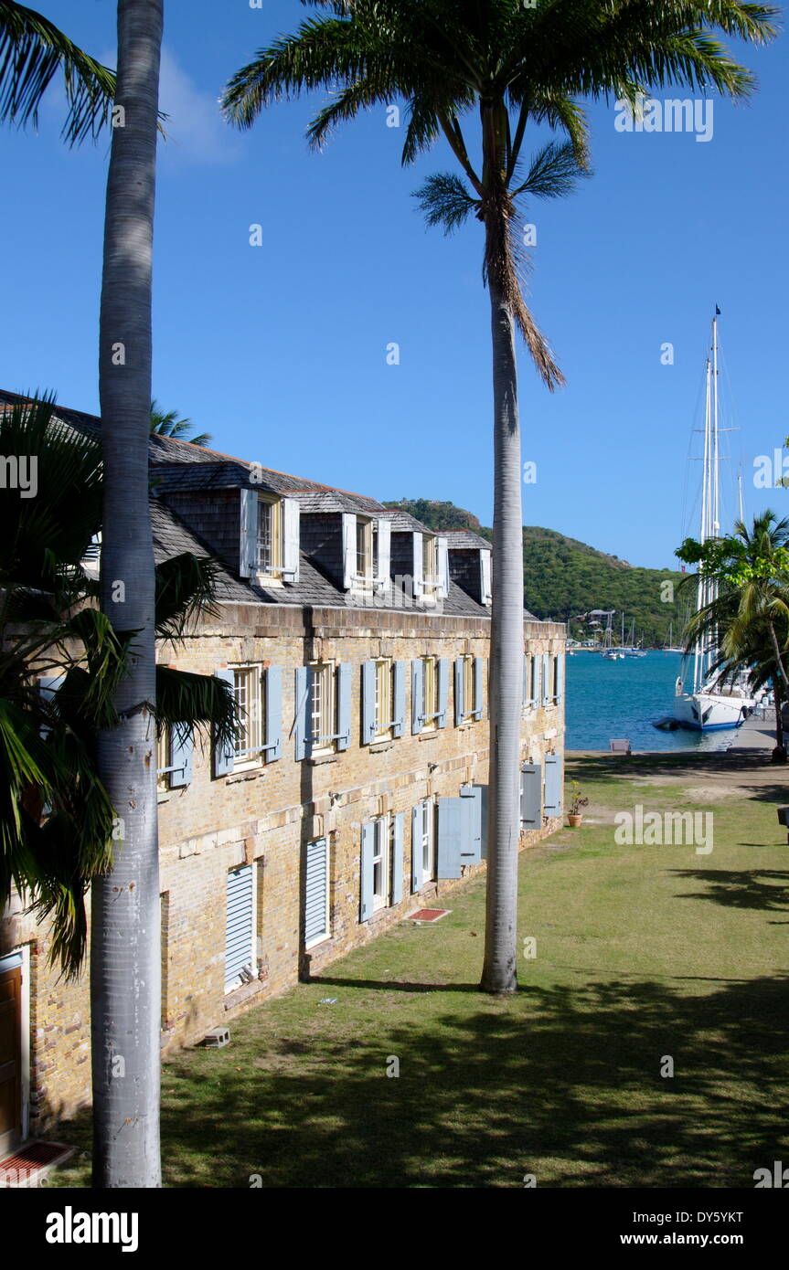 Hotel a Nelsons Dockyard, Antigua, Isole Sottovento, West Indies, dei Caraibi e America centrale Foto Stock