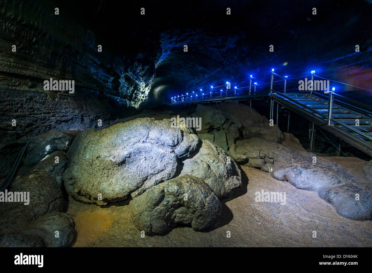 Manjanggul più lungo del tubo di lava sistema in tutto il mondo sul isola di Jejudo, Sito Patrimonio Mondiale dell'UNESCO, Corea del Sud, Asia Foto Stock