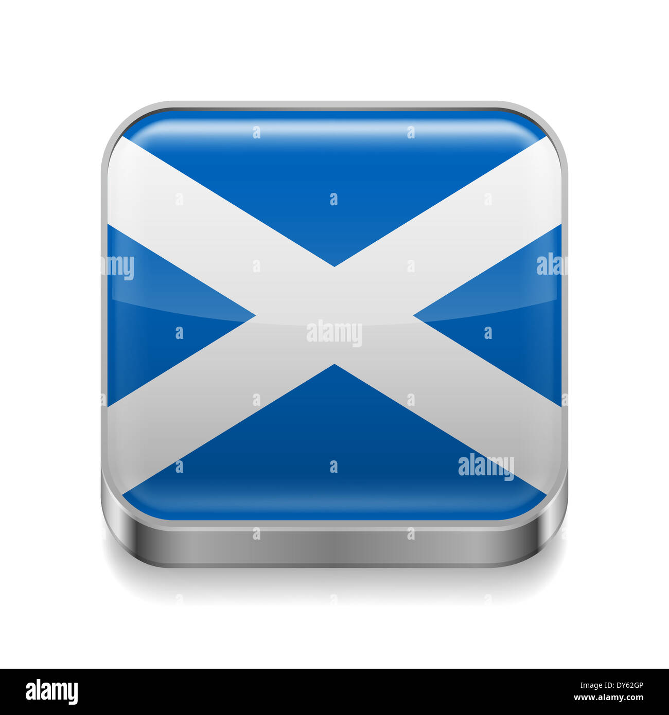 Metallo icona quadrata con bandiera scozzese di colori Foto Stock