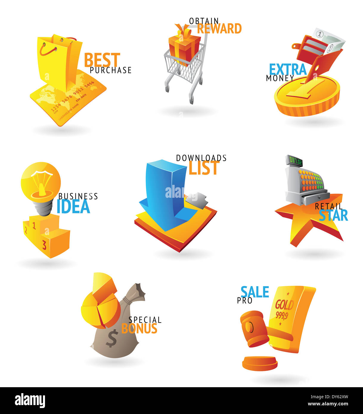 Le icone per il commercio al dettaglio. Foto Stock