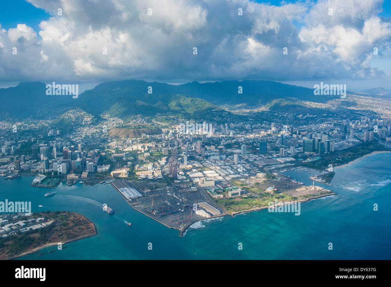 Antenna di Honolulu e Oahu, Hawaii, Stati Uniti d'America, il Pacifico Foto Stock