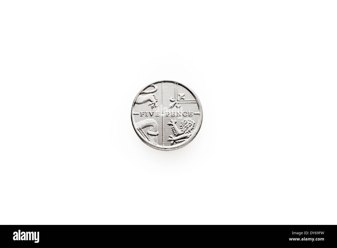 Fotografia macro di 5 pence la pace Foto Stock