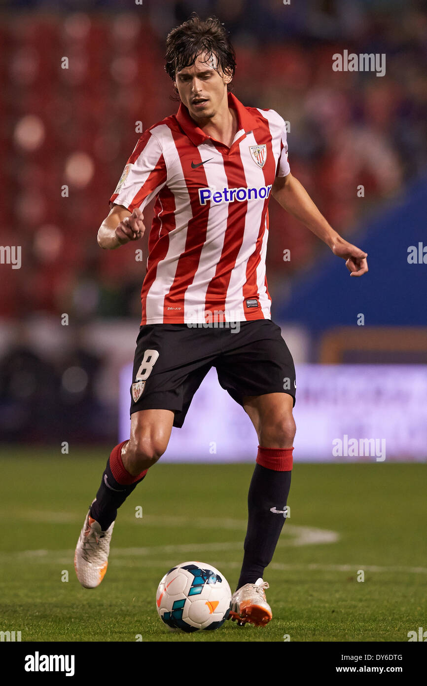 Valencia, Spagna. 07 apr 2014. Centrocampista Ander Iturraspe di Athletic Bilbao in azione durante la Liga gioco Levante UD v Athletic Bilbao a Ciutat de Valencia Stadium, Valencia. Credito: Azione Sport Plus/Alamy Live News Foto Stock