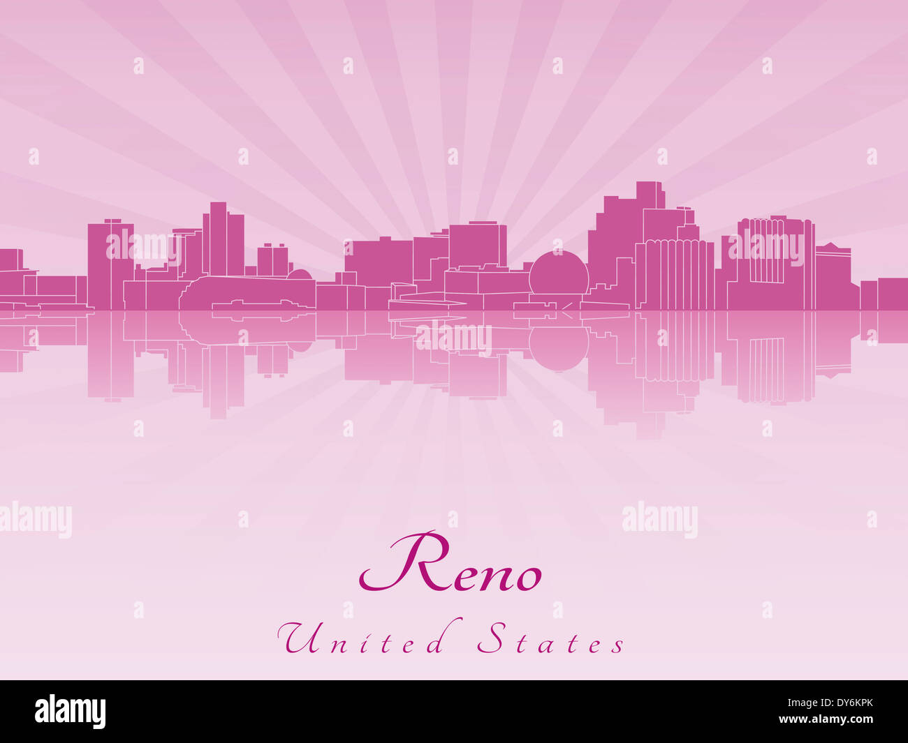 Lo skyline di Reno in radianti viola Foto Stock