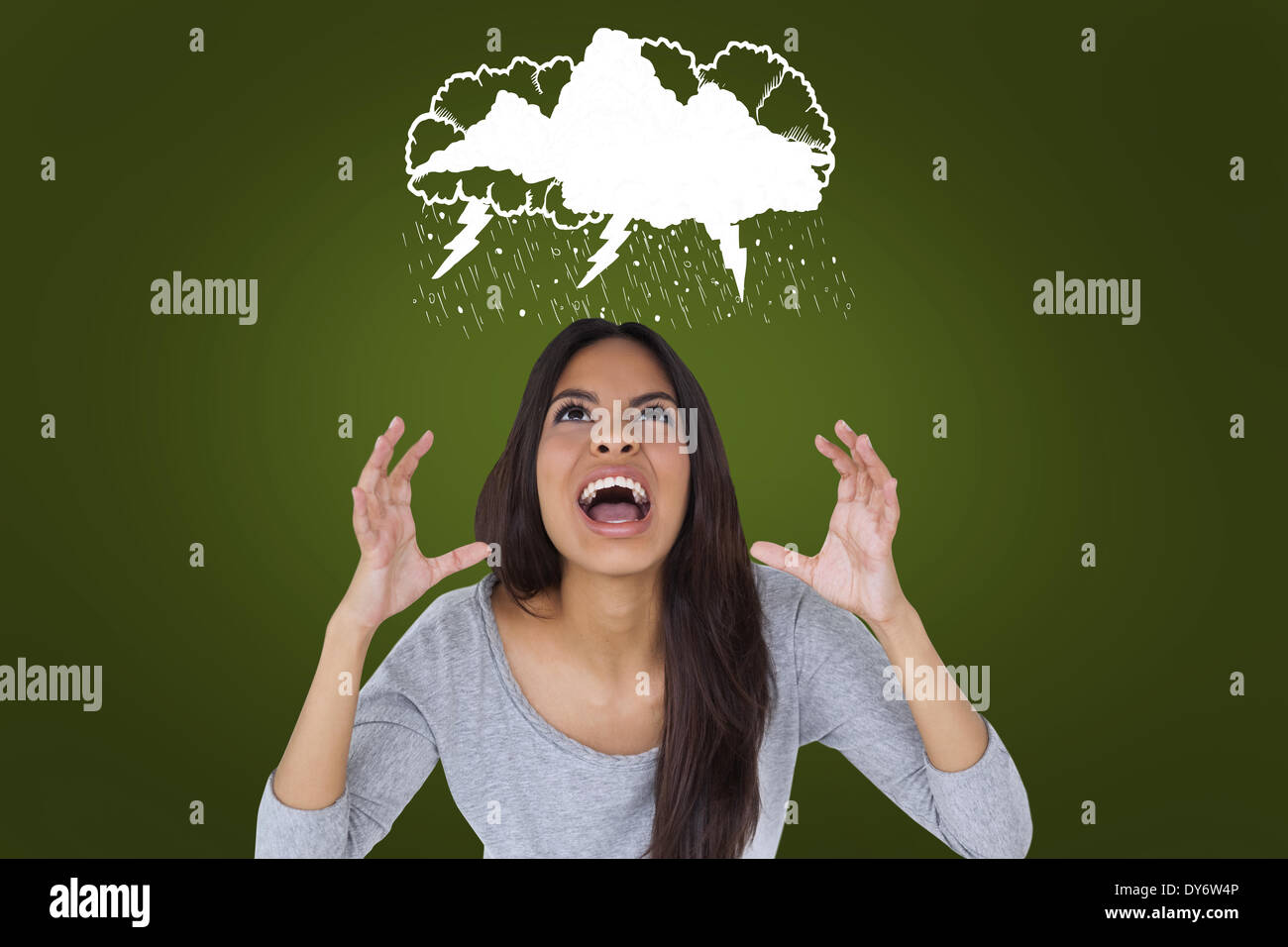 Immagine composita di angry brunette urlando Foto Stock