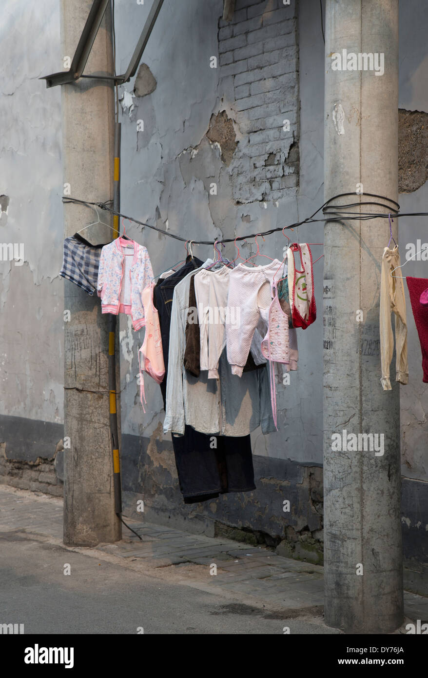 ASIA CINA Pechino architettura cinese Hutongs vita quotidiana Foto Stock