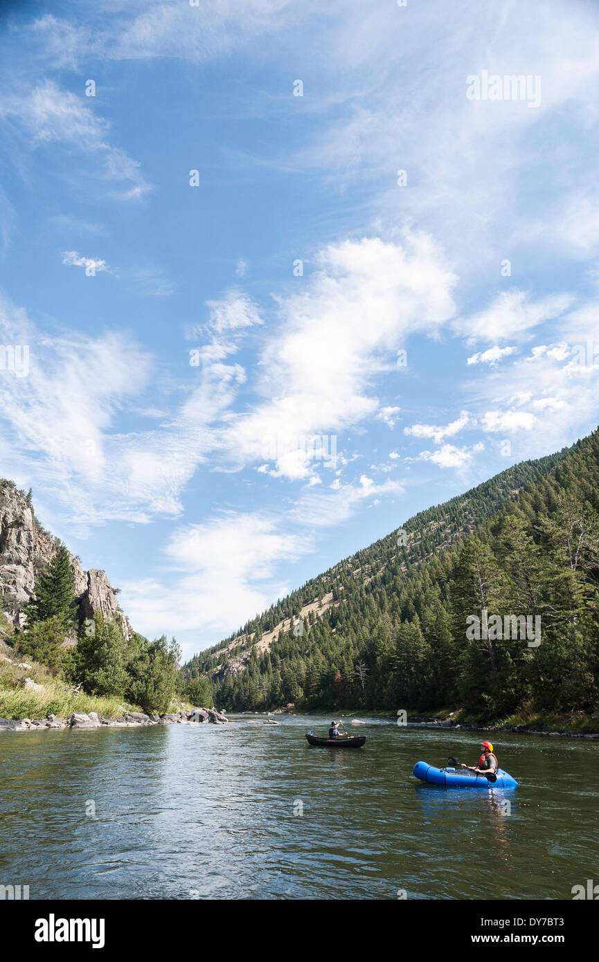 I barcaioli, Bear Canyon Trap, Madison River, Ennis, Montana. Foto Stock