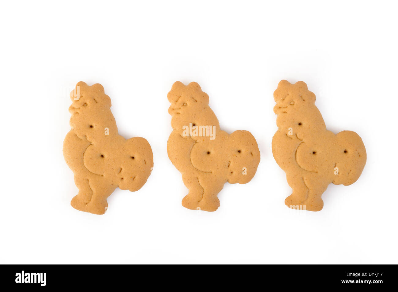 A forma di animale cracker salato isolati su sfondo bianco Foto Stock