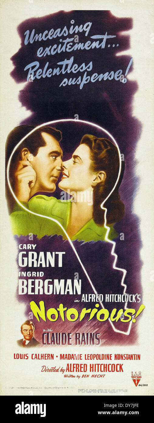 Famigerata - Movie Poster - diretto da Alfred Hitchcock - RKO - 1946 Foto Stock