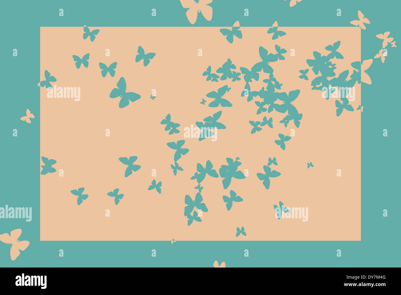 Stencil butterfly pattern design nei colori beige e blu Foto Stock