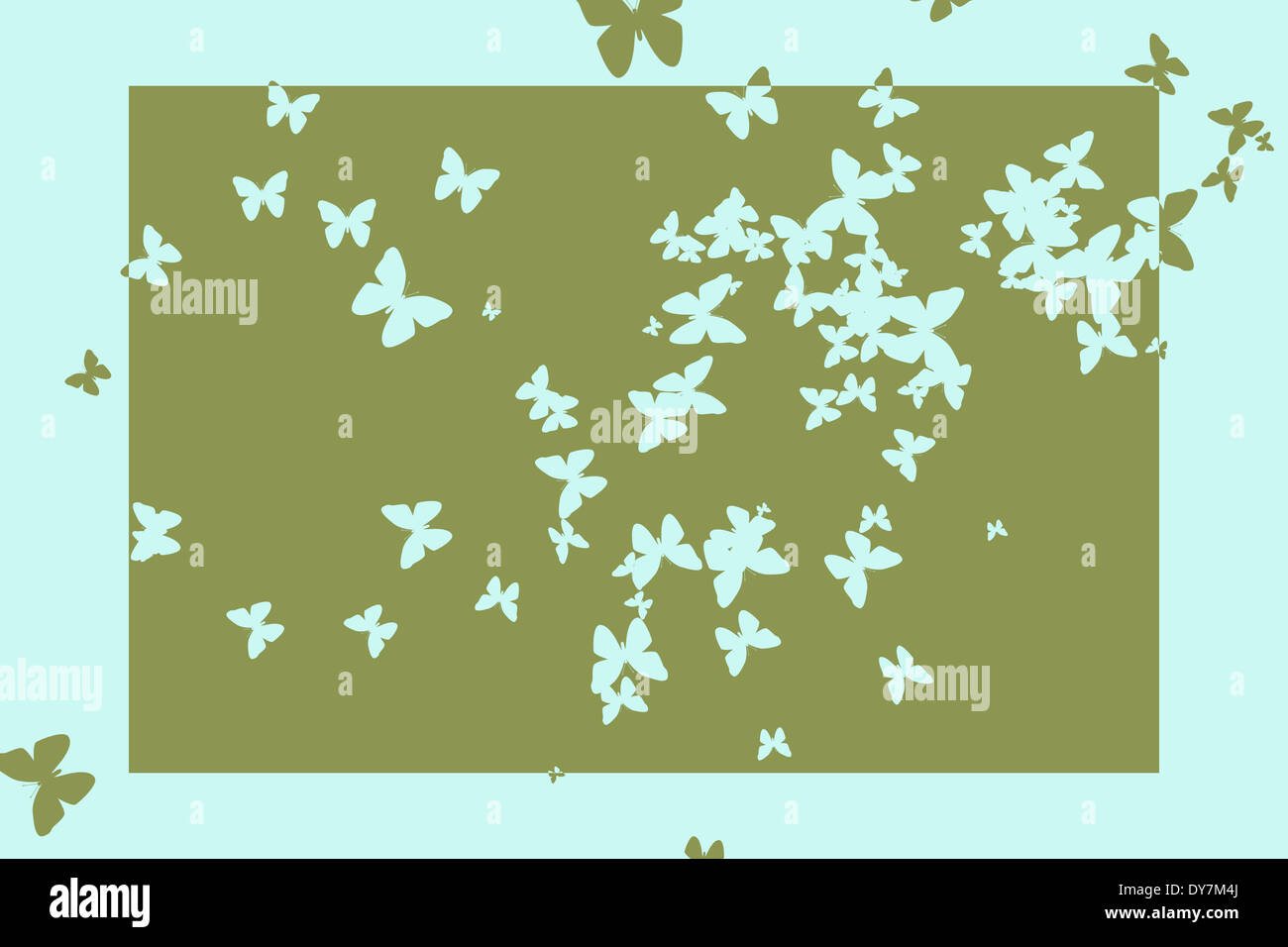 Stencil butterfly design pattern in verde e blu Foto Stock