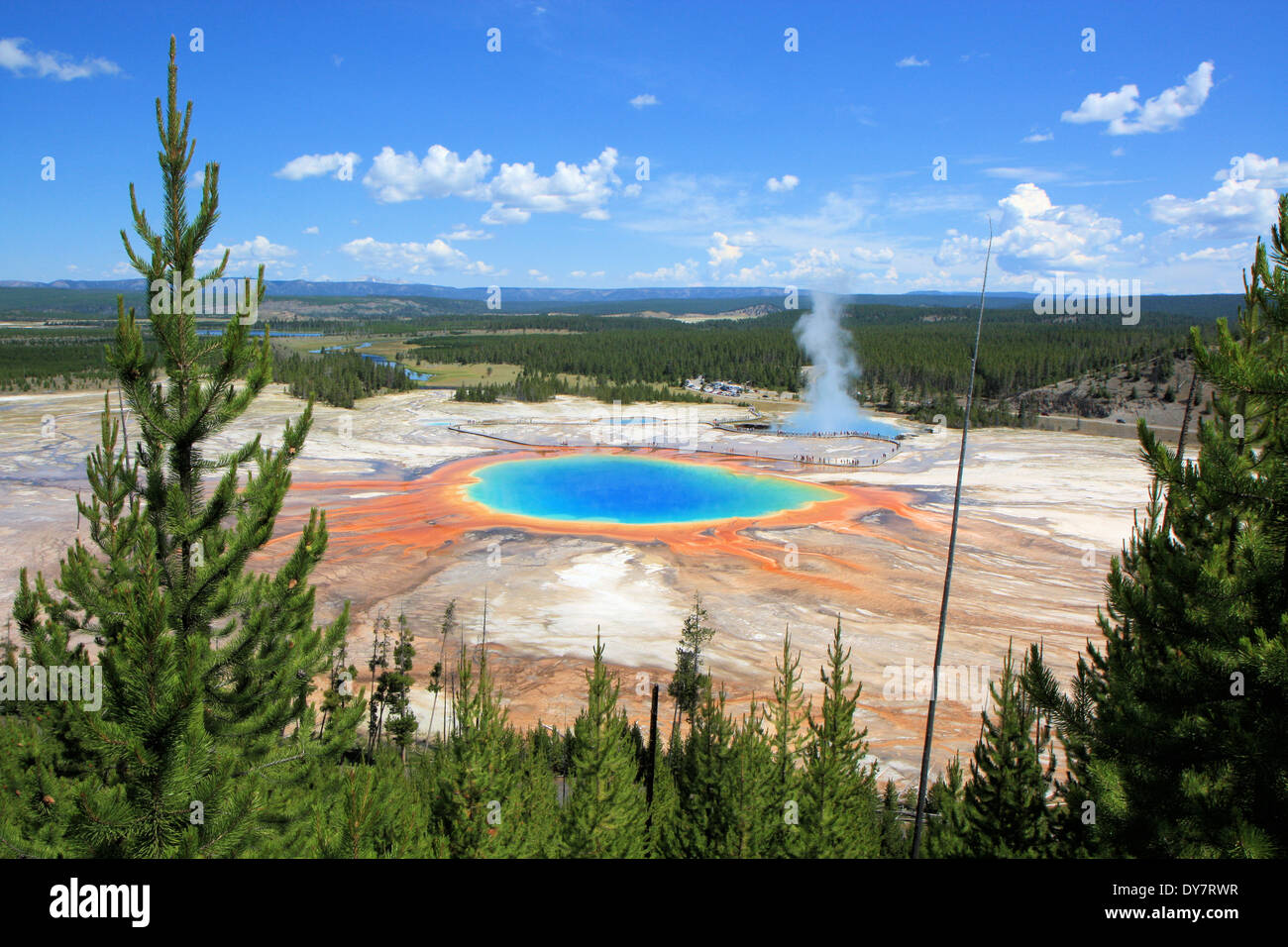 Vista aerea del Grand Prismatic Spring, il Parco Nazionale di Yellowstone, Wyoming USA Foto Stock