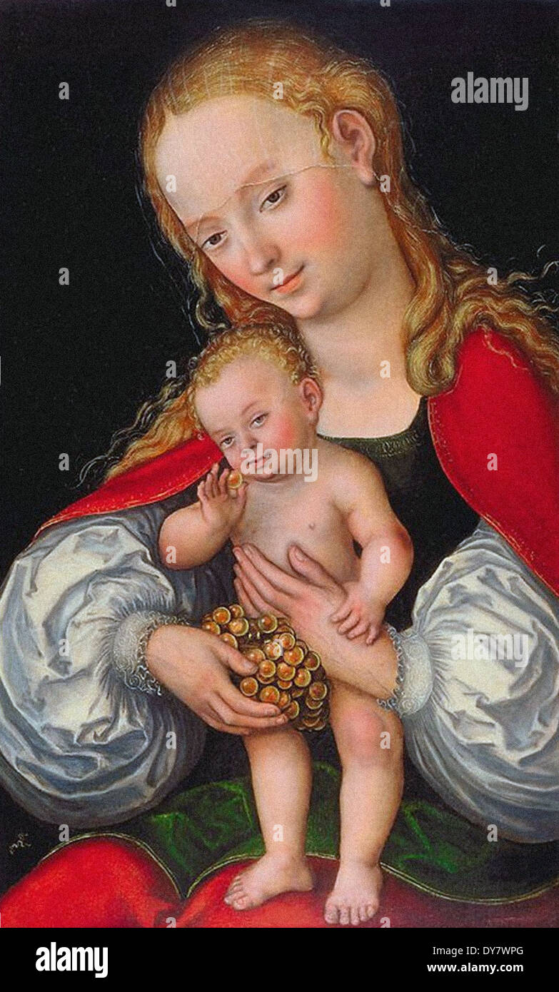 Lucas Cranach il Vecchio Madonna con Bambino e uva Foto Stock