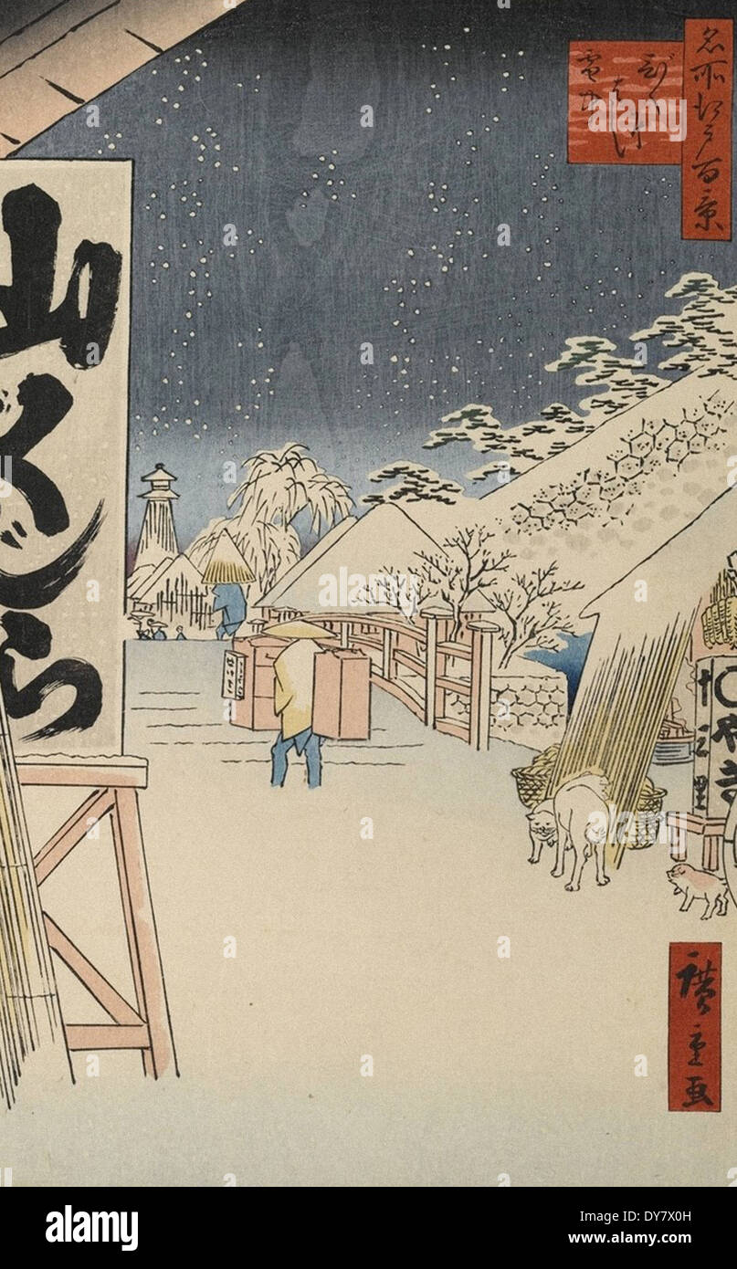 Utagawa Hiroshige Cento famose vedute di Edo - No. 114 Bikuni ponte di neve Foto Stock
