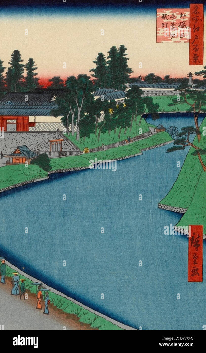 Utagawa Hiroshige Cento famose vedute di Edo - No. 54 Benkei fossato da Soto-Sakurada di Kojimachi Foto Stock