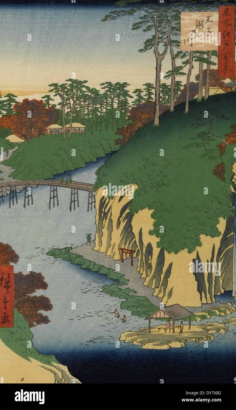 Utagawa Hiroshige Cento famose vedute di Edo - No. 88 Takinogawa, Oji Foto Stock
