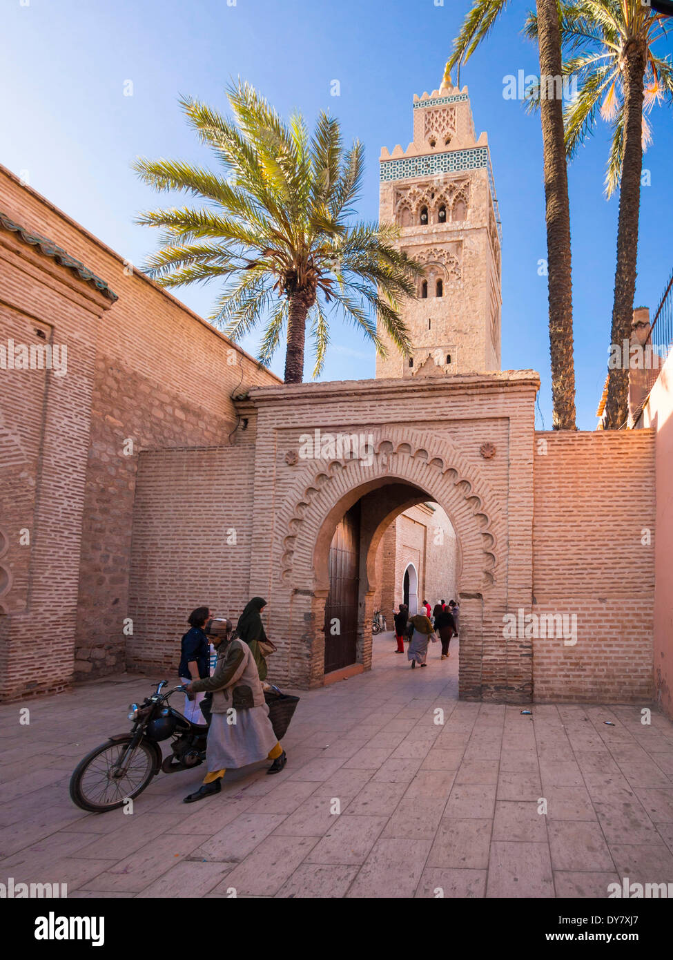 La Moschea di Koutoubia, 1158, Medina Marrakech, Marrakech-Tensift-Al Haouz, Marocco Foto Stock