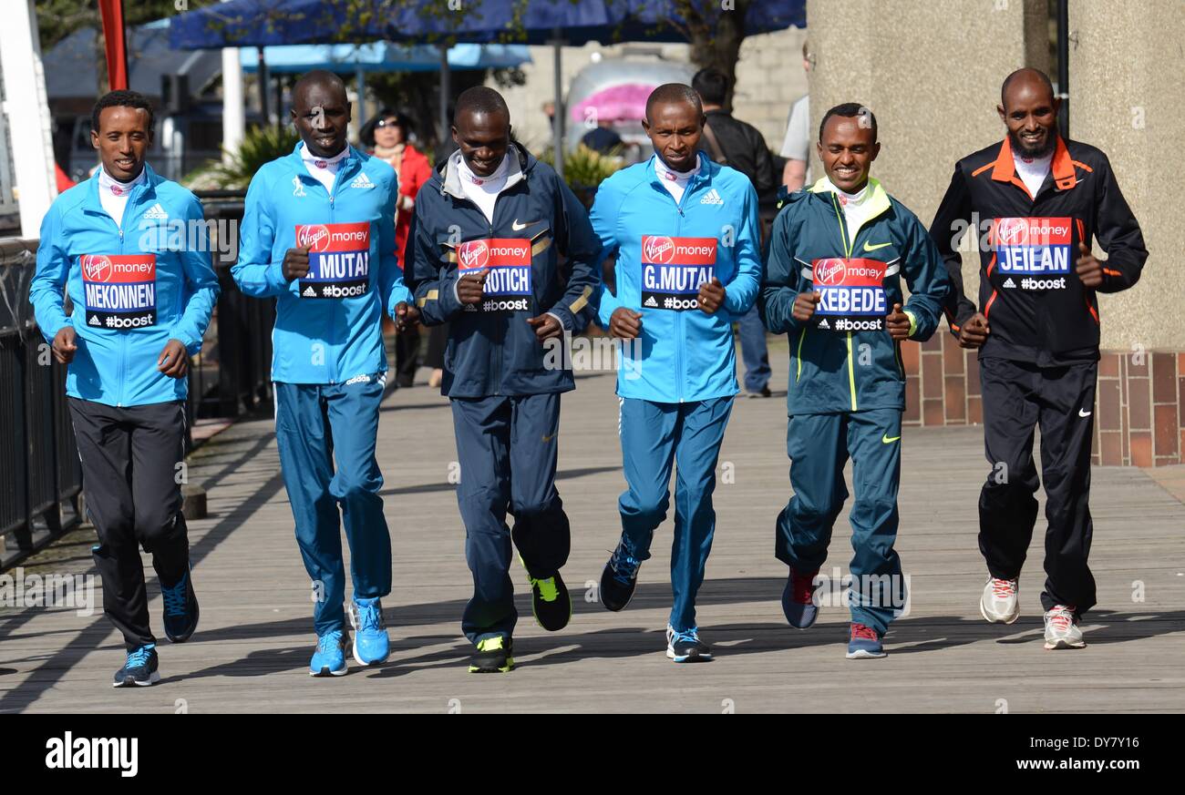 Londra Inghilterra, 9 aprile, 14 : Celebrity assiste la VIRGIN LONDON MARATHON: photocall e conferenza stampa presso il Tower Hotel, St. Katharines Way, Londra. Credito: Vedere Li/Alamy Live News Foto Stock