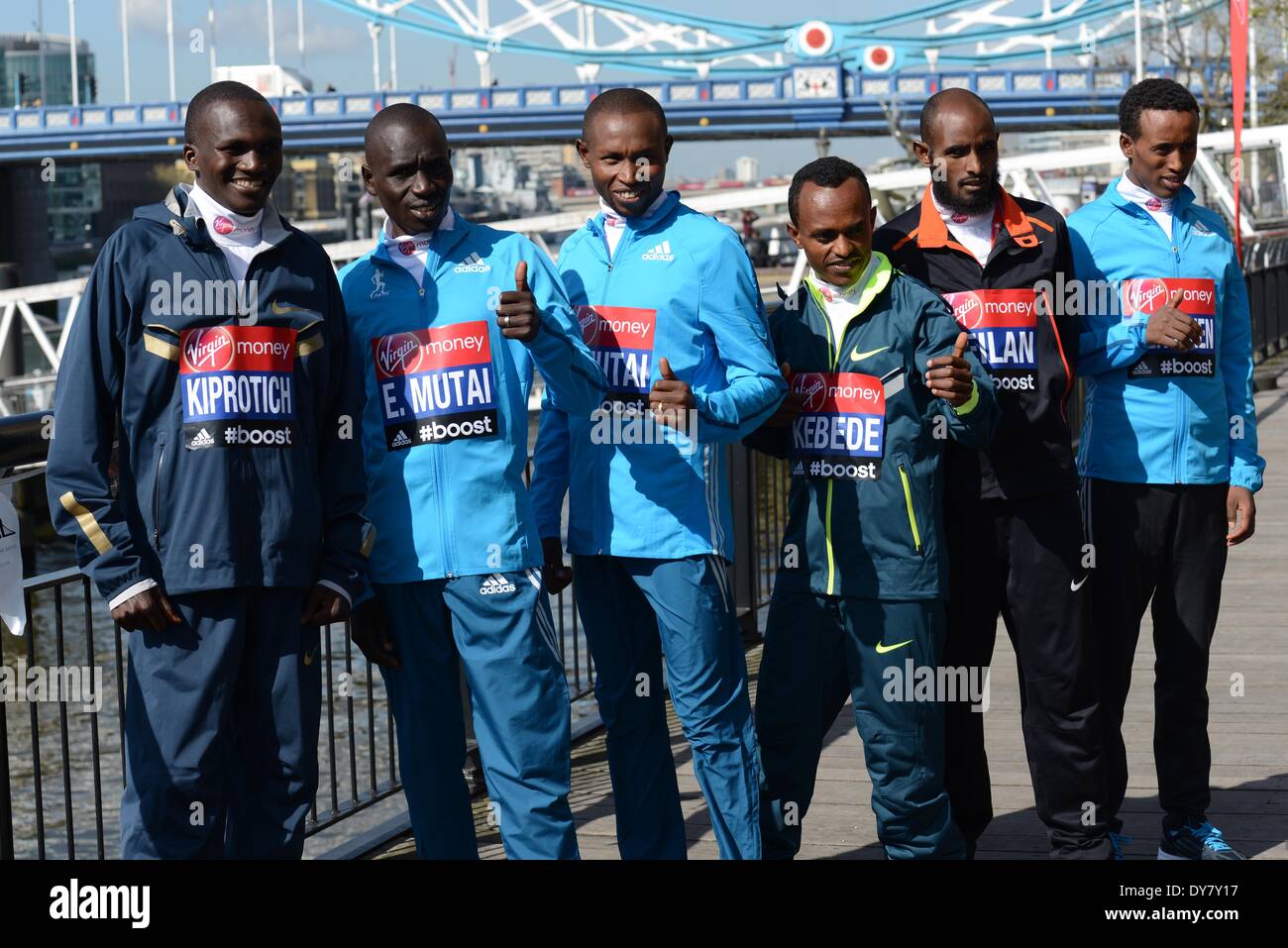Londra Inghilterra, 9 aprile, 14 : Celebrity assiste la VIRGIN LONDON MARATHON: photocall e conferenza stampa presso il Tower Hotel, St. Katharines Way, Londra. Credito: Vedere Li/Alamy Live News Foto Stock