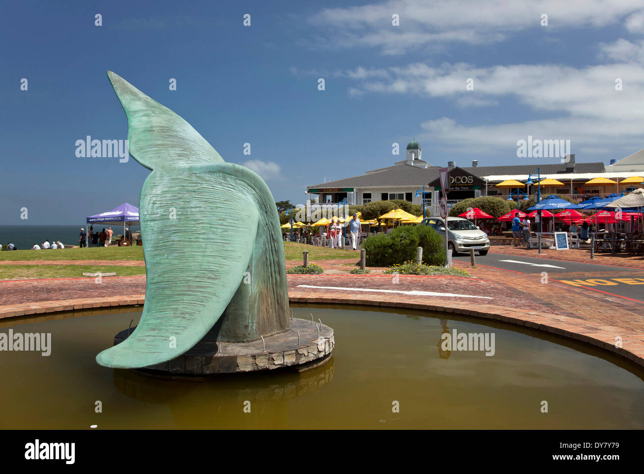 Fontana con la pinna di balena, Hermanus, Western Cape, Sud Africa Foto Stock
