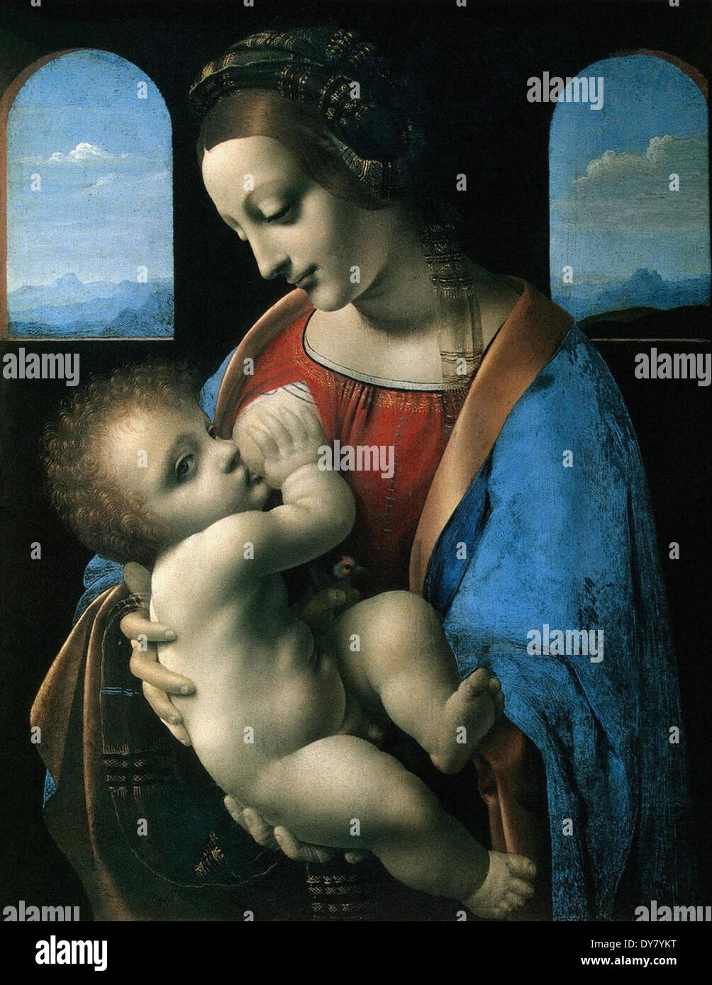 Leonardo da Vinci la Madonna e il bambino Foto Stock