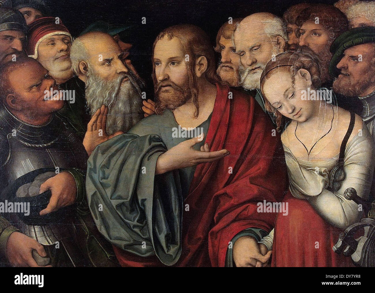 Lucas Cranach II Cristo e la donna presa in adulterio Foto Stock