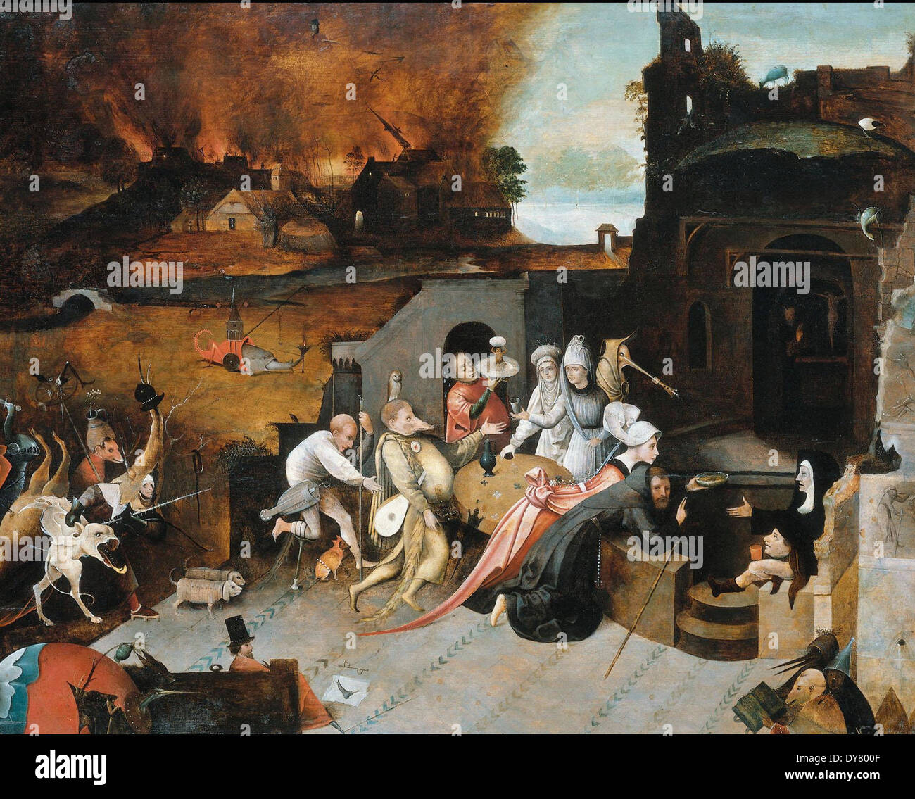 Hieronymus Bosch la tentazione di San Antonio eremita Foto Stock