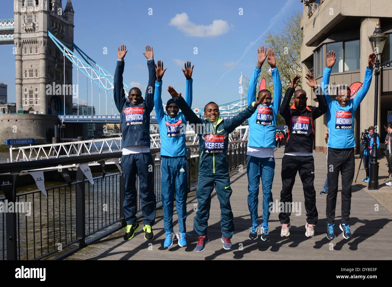 Londra Inghilterra, 9 aprile, 14 : Celebrity assiste la VIRGIN LONDON MARATHON: photocall e conferenza stampa presso il Tower Hotel, St. Katharines Way, Londra. Credito: Vedere Li/Alamy Live News Foto Stock