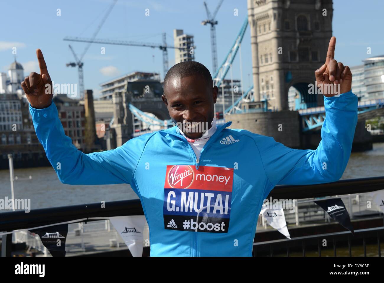 Londra Inghilterra, 9 aprile, 14 : Celebrity assiste la VIRGIN LONDON MARATHON: photocall e conferenza stampa presso il Tower Hotel, St. Katharines Way, Londra. Credito: Vedere Li/Alamy Live News Foto Stock