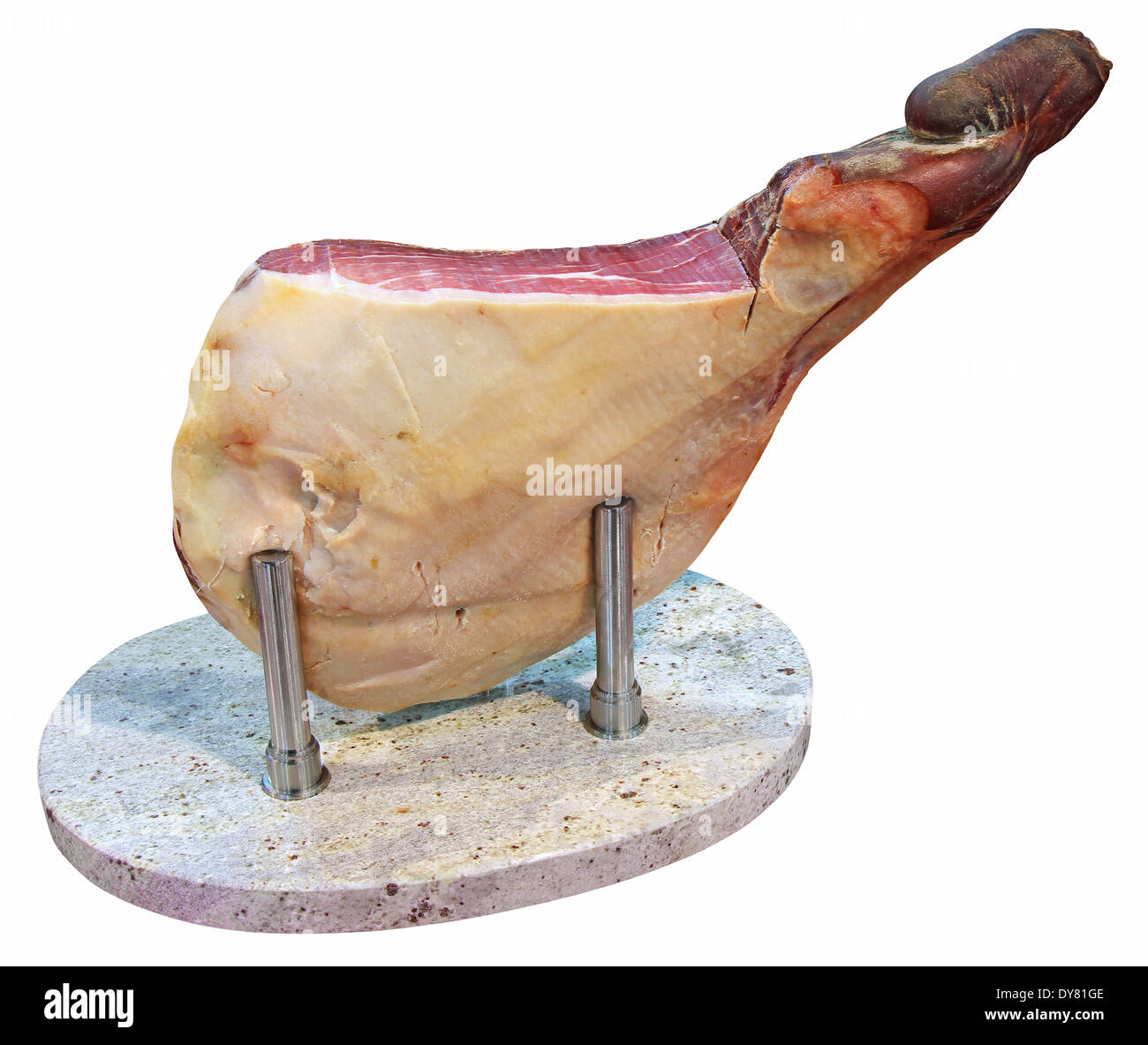 Essiccato prosciutto dalmata, isolato su sfondo bianco con tracciato di ritaglio Foto Stock