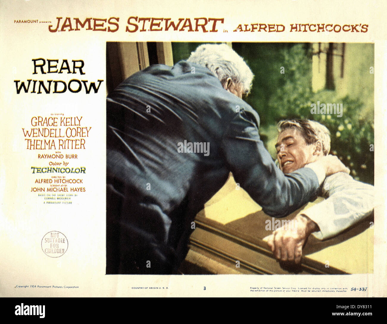 Finestrino posteriore - Poster - Lobby Card - Direttore : Alfred Hitchcock - 1954 Foto Stock