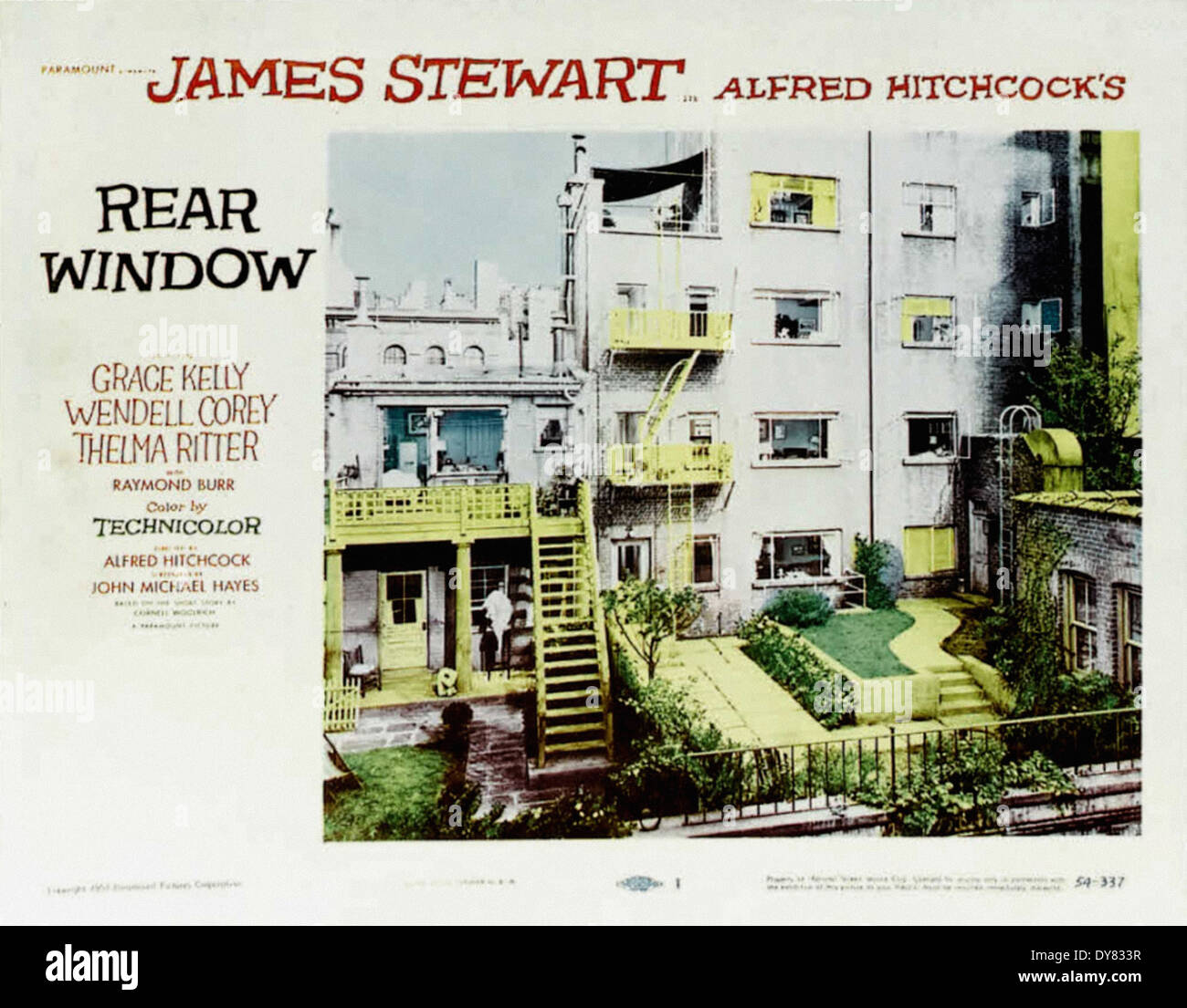 Finestrino posteriore - Poster - Lobby Card - Direttore : Alfred Hitchcock - 1954 Foto Stock