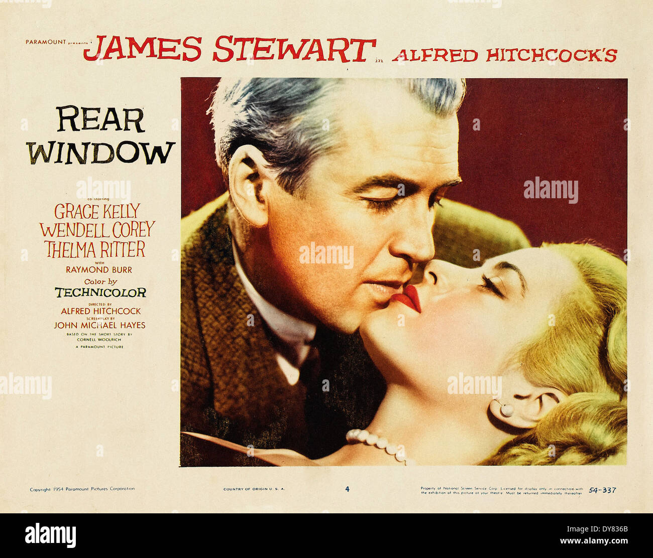 Finestrino posteriore - Poster - Lobby Card - Direttore : Alfred Hitchcock - 1954 Foto Stock