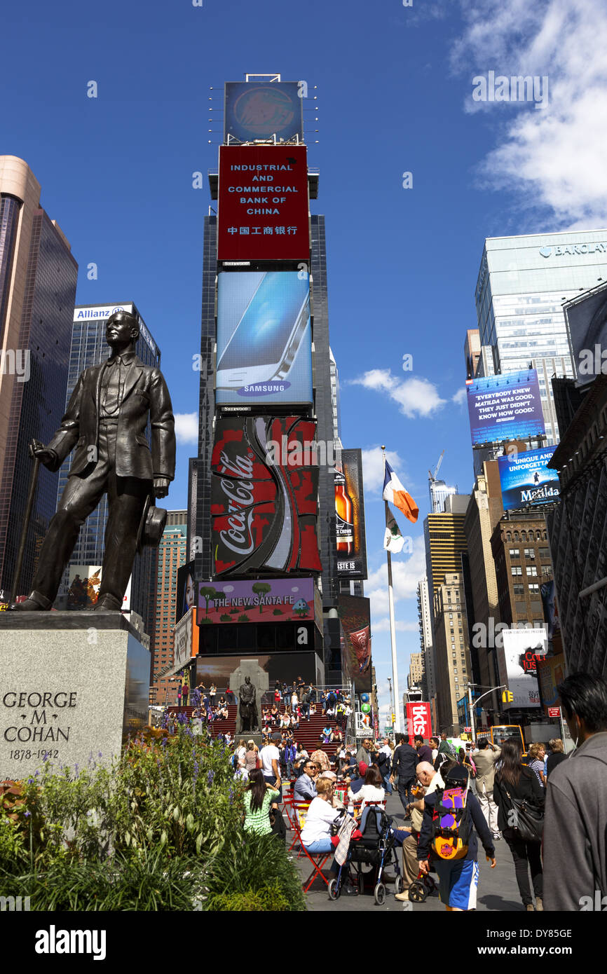 New York Street scene Duffy Square Broadway e la Settima Avenue Times Square area Foto Stock