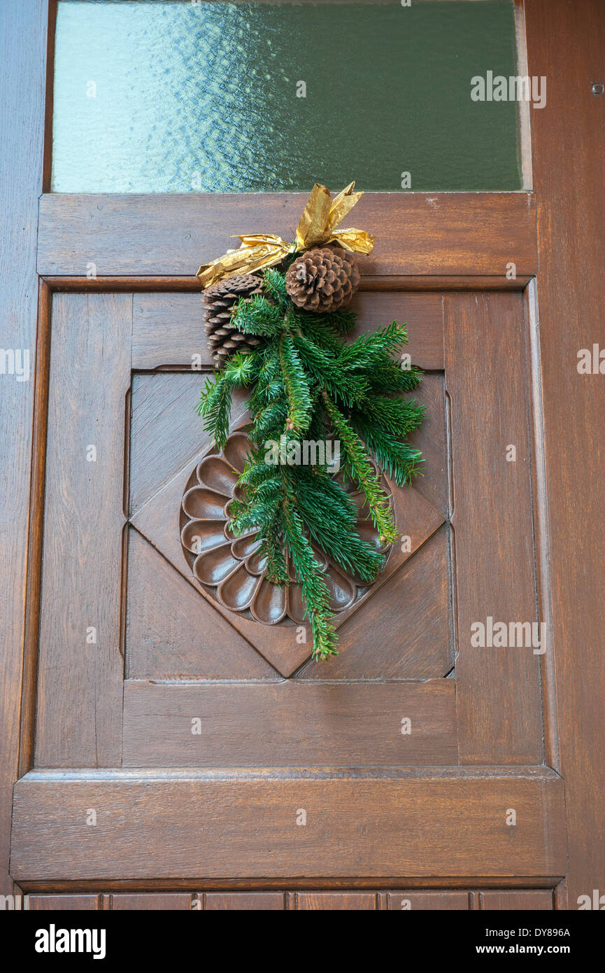 Porta di natale decorazione, Rothenburg, Germania Foto Stock