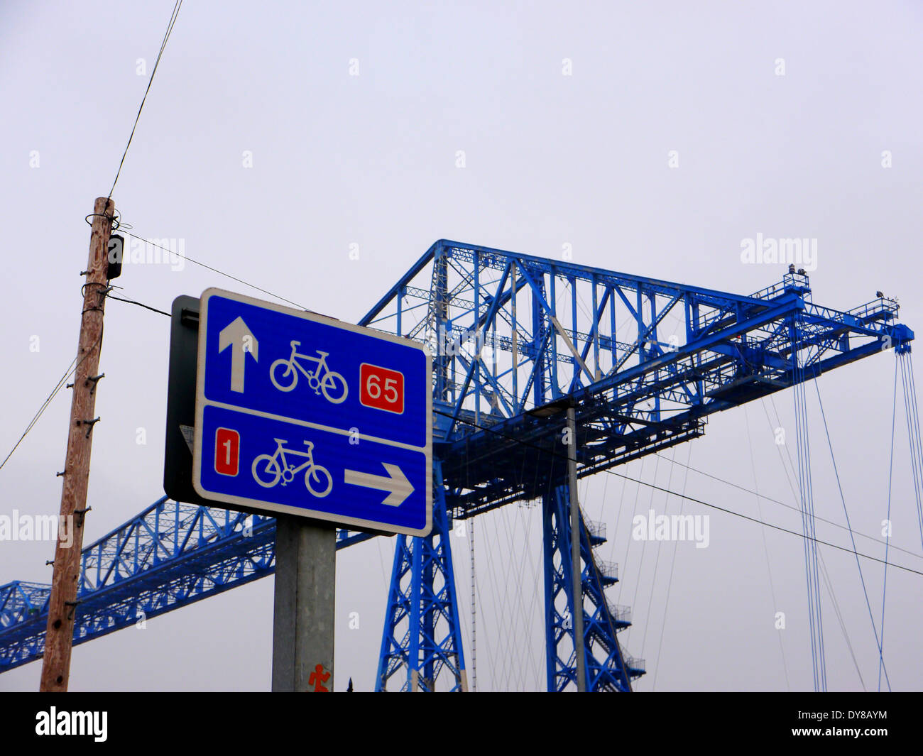 Immagine della storica transporter bridge a Middlehaven, Middlesbrough, Teesside, UK, industriale di attraversamento Fiume Tees Foto Stock
