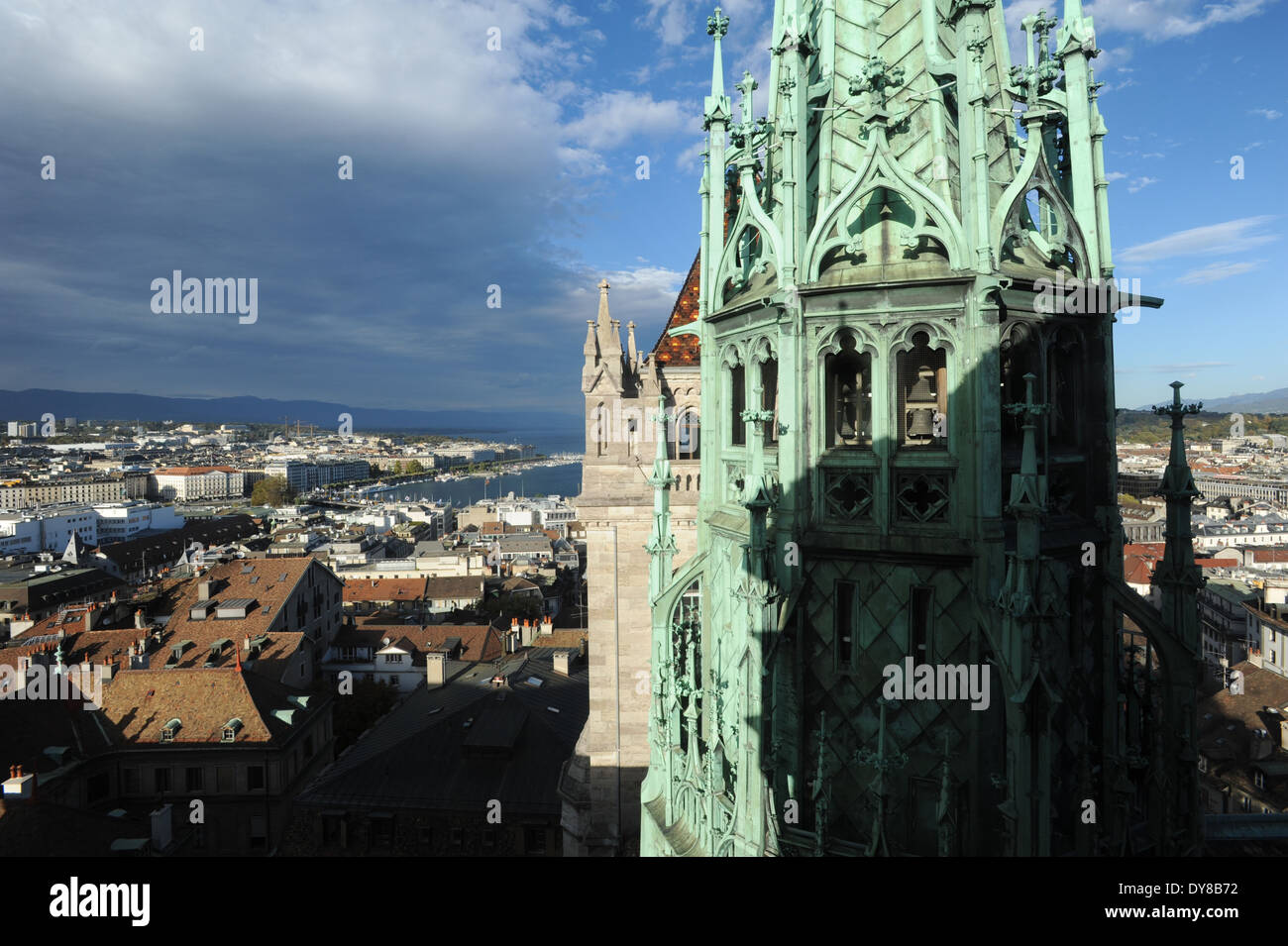 La Svizzera, Ginevra, Cattedrale di Saint Pierre, tetti, panoramica Foto Stock