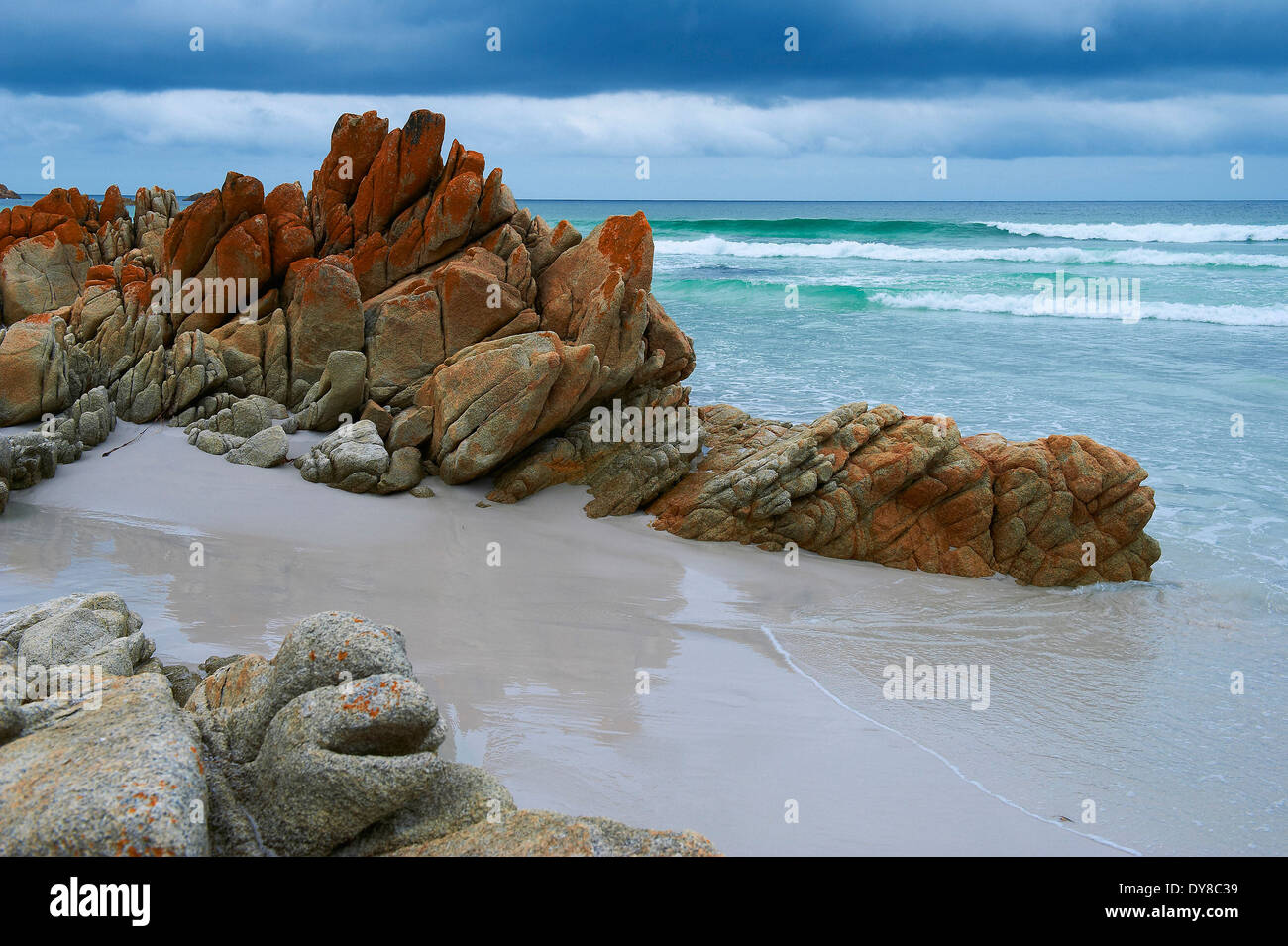 Australia, Baia di fuoco, Cliff, rock, mare, il Monte Guglielmo, parco nazionale, la Tasmania, Victoria, rock Foto Stock