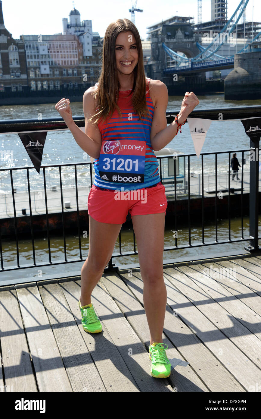 Londra, Regno Unito. Il 9 aprile 2014. Charlie Webster (femminile di aiuto) assiste la VIRGIN LONDON MARATHON: Celebrity photocall al Tower Hotel, St. Katharines Way, Londra. Foto di vedere Li/Alamy Live News Foto Stock
