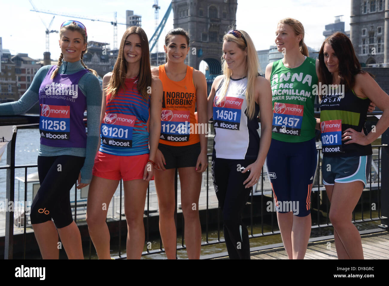 Londra, Regno Unito. Il 9 aprile 2014. Celebrity photocall presso il Tower Bridge davanti alla VIRGIN LONDON MARATHON 2014. Foto di vedere Li/Alamy Live News Foto Stock