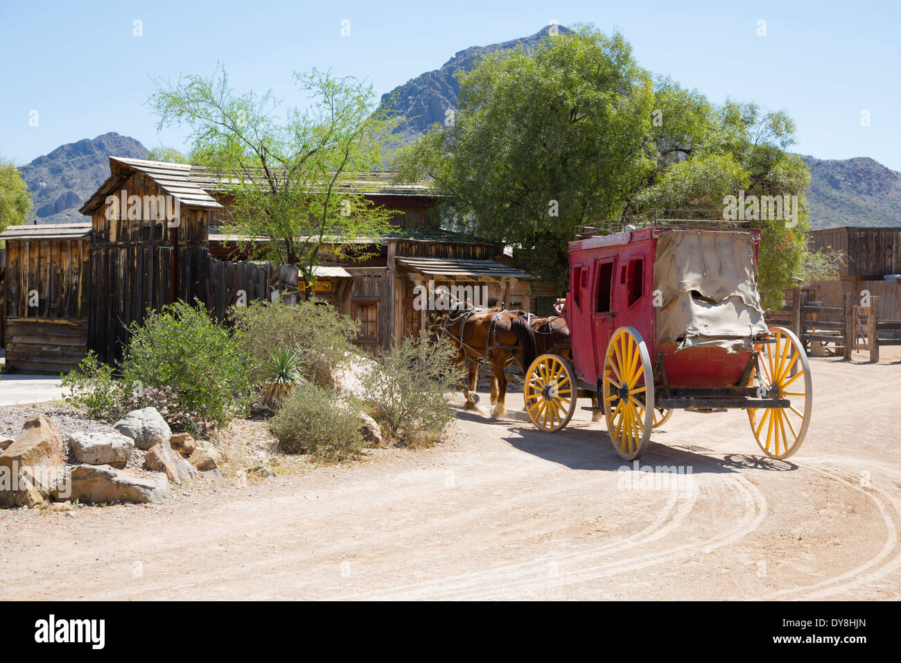 Stati Uniti d'America, Arizona, Tucson, Old Tucson Studios, diligenze. Foto Stock