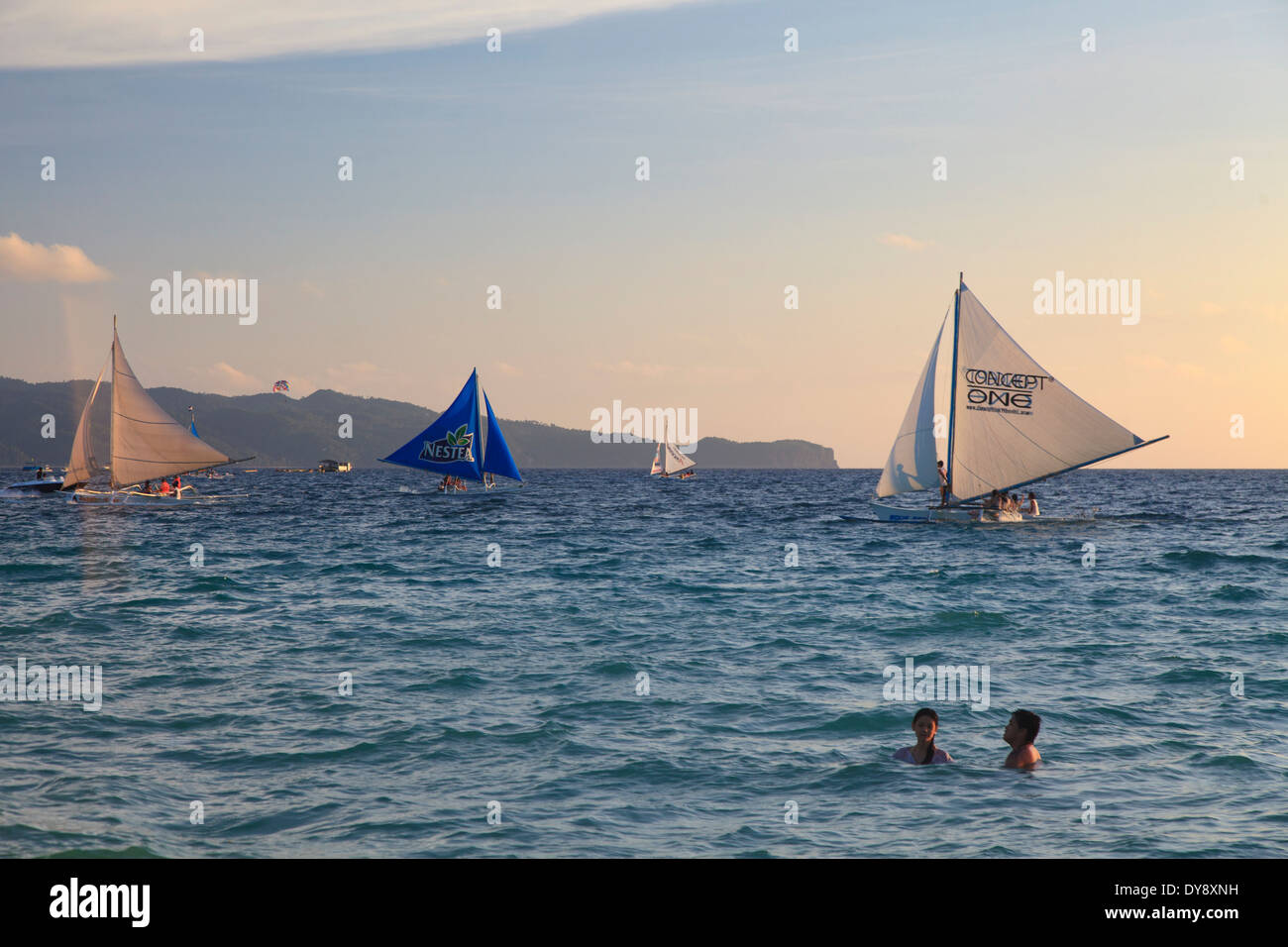 Filippine, Visayas Boracay Island, Spiaggia Bianca Foto Stock