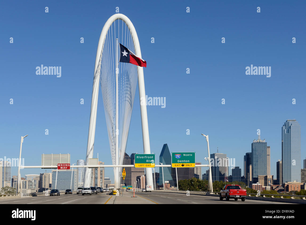 Nord America, Texas, Stati Uniti d'America, Stati Uniti, America, Dallas, Calatrava, Trinità, Fiume, Bridge, moderna architettura, span, Foto Stock